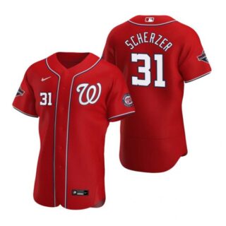 Men's Max Scherzer Washington Nationals Flex Base Jersey White World Series Champions Red WS