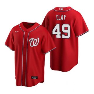 Men's Sam Clay Washington Nationals Cool Base Jersey Navy Red