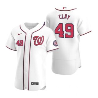 Men's Sam Clay Washington Nationals Flex Base Jersey Red White Home