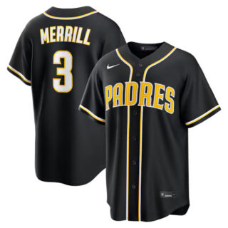 Jackson Merrill San Diego Padres #3 Fashion Black Out Jersey