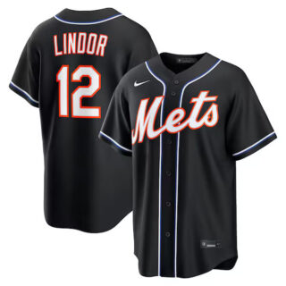 Francisco Lindor New York Mets #12 Fashion Black Out Jersey