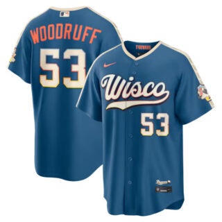 Brandon Woodruff Milwaukee Brewers #53 2026 City Connect Stadium Jersey - Mineral Blue