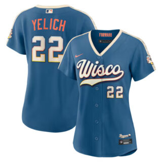 Women's Christian Yelich Milwaukee Brewers #22 2026 City Connect Stadium Jersey - Mineral Blue