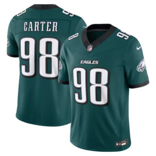 Jalen Carter Philadelphia Eagles #98 Vapor F.U.S.E. Stitched Limited Jersey - Midnight Green