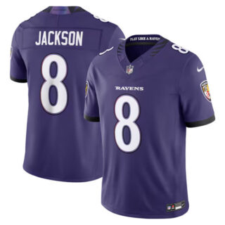 Lamar Jackson Baltimore Ravens #8 Vapor F.U.S.E. Stitched Limited Jersey - Purple