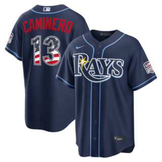 Junior Caminero Tampa Bay Rays #13 USA 250 Fourth of July Road Stadium Jersey - Navy