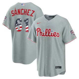 Cristopher Sanchez Philadelphia Phillies #61 USA 250 Fourth of July Road Stadium Jersey - Gray