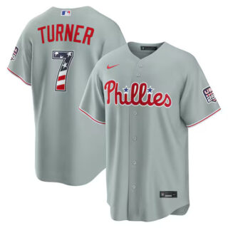Trea Turner Philadelphia Phillies #7 USA 250 Fourth of July Road Stadium Jersey - Gray