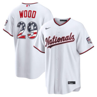 James Wood Washington Nationals #29 USA 250 Fourth of July Home Stadium Jersey - White
