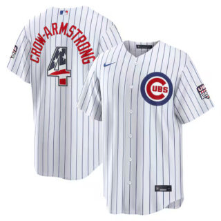 Fourth of July Chicago Cubs #4 Pete Crow-Armstrong White USA 250 Stadium Jersey