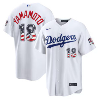 Yoshinobu Yamamoto Los Angeles Dodgers #18 USA 250 Fourth of July Home Stadium Jersey - White
