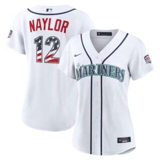 Women's Josh Naylor Seattle Mariners #12 USA 250 Fourth of July Home Stadium Jersey - White