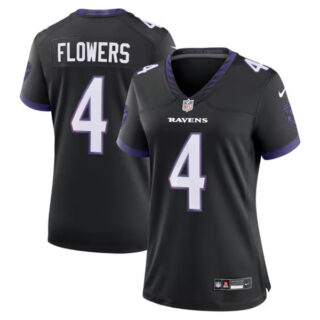 Women's Zay Flowers Baltimore Ravens #4 Alternate Game Jersey - Black