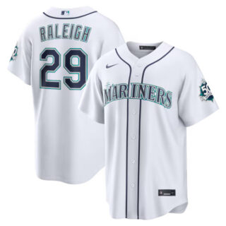 Cal Raleigh Seattle Mariners #29 Home Stadium 50th Season Patch Jersey - White