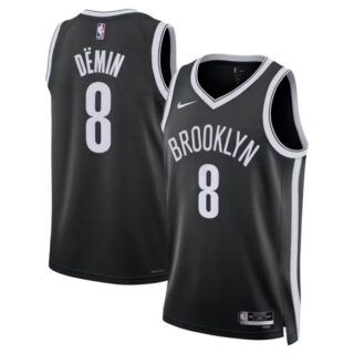 Women's Egor D?min Brooklyn Nets #8 Swingman Jersey - Icon Edition - Black