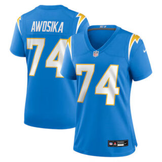 Women's Kayode Awosika Los Angeles Chargers #74 Team Game Jersey - Powder Blue
