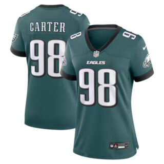 Women's Jalen Carter Philadelphia Eagles #98 Team Game Jersey - Midnight Green