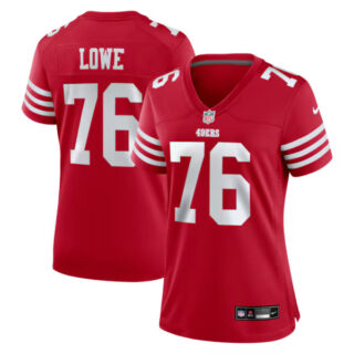 Women's Vederian Lowe San Francisco 49ers #76 Team Game Jersey - Scarlet