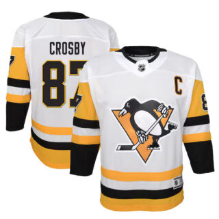 Youth Sidney Crosby Pittsburgh Penguins #87 Outerstuff Away Captain's Patch Jersey - White