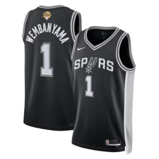 Women's Victor Wembanyama San Antonio Spurs #1 2026 NBA Finals Patch Swingman Jersey - Icon Edition - Black