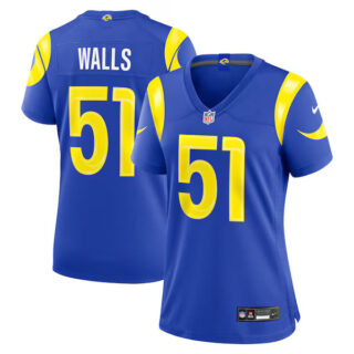 Women's Eddie Walls III Los Angeles Rams #51 Team Game Jersey - Royal