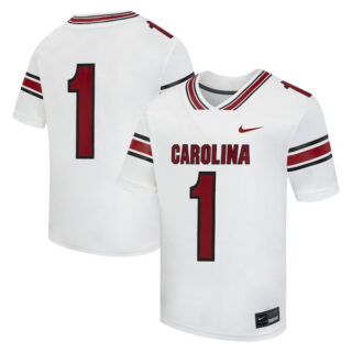Youth #1 South Carolina Gamecocks Road Replica Football Jersey - White
