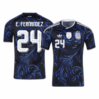 E. FERNANDEZ #24 Argentina Away Soccer Jersey World Cup 2026 Black