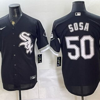 Men's Chicago White Sox #50 Lenyn Sosa Black Stitched Baseball Jersey
