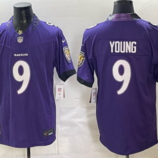 Men's Baltimore Ravens #9 Zion Young Purple 2026 F.U.S.E. Vapor Stitched Limited Football Jersey