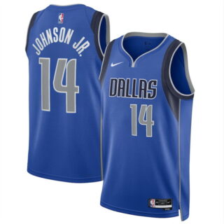 Men's Dallas Mavericks #14 Morez Johnson Jr Blue 2026 Draft Icon Edition Stitched Basketball Jersey