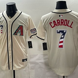 Men's Arizona Diamondbacks #7 Corbin Carroll Cream 2026 USA 250 Fourth of July Home Stadium Stitched Baseball Jersey