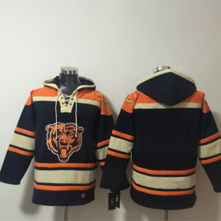 Men's Chicago Bears Blank Navy Ageless Must-Have Lace-Up Pullover Hoodie