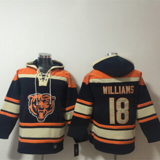 Men's Chicago Bears #18 Caleb Williams Navy Ageless Must-Have Lace-Up Pullover Hoodie