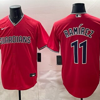 Men's Cleveland Guardians #11 Jose Ramirez Red Cool Base Stitched Baseball Jersey