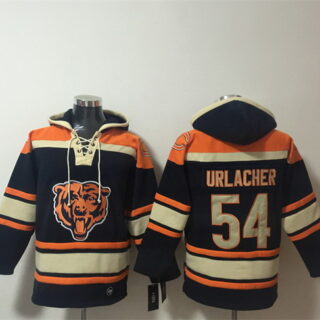 Men's Chicago Bears ##54 Brian Urlacher Navy Ageless Must-Have Lace-Up Pullover Hoodie