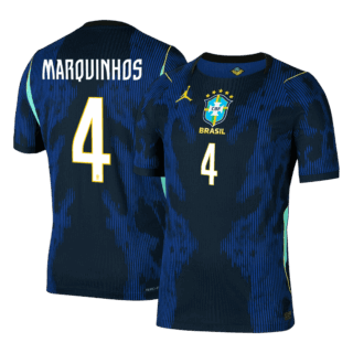 Brazil MARQUINHOS #4 Away Soccer Jersey Authentic 2026