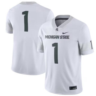 Men's #1 Michigan State Spartans Football Game Jersey - White