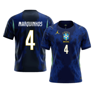 MARQUINHOS #4 Brazil Away Soccer Jersey World Cup 2026 Navy