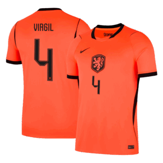 VIRGIL #4 Netherlands Home Soccer Jersey World Cup 2026 Orange