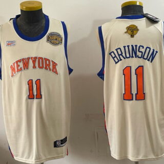 Men's New York Knicks #11 Jalen Brunson Eastern Conference Champions and NBA Finals Patch Basketball Jersey - Cream