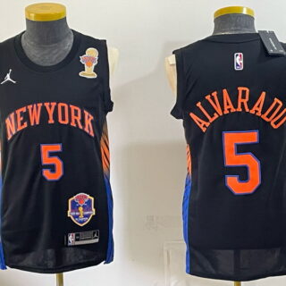 Men's New York Knicks #5 Jose Alvarado Jordan Brand NBA Finals Trophy and Champions Shield Patch Basketball Jersey - Black