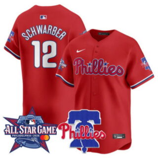 Men's Philadelphia Phillies #12 Kyle Schwarber 2026 MLB All-Star Game Philadelphia Patch Baseball Jersey - Red